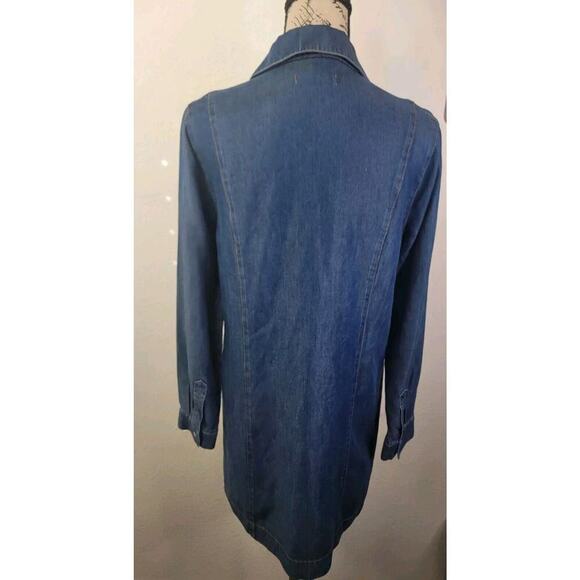 7 For All Mankind Chambray Mini Dress Women’s S Long Sleeve Western Dark Wash - Picture 6 of 9